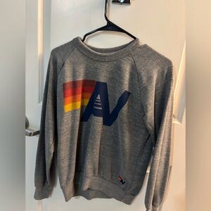 Aviator Nation Gray Sweater with Multicolor Logo